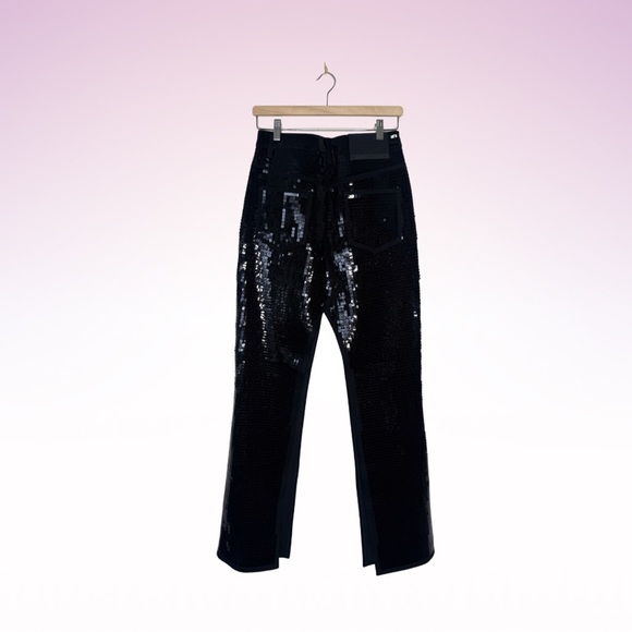 NWT RTA Black Sequin Slit Denim Jean Maxi Skirt (Sz 26) - Picture 4 of 7